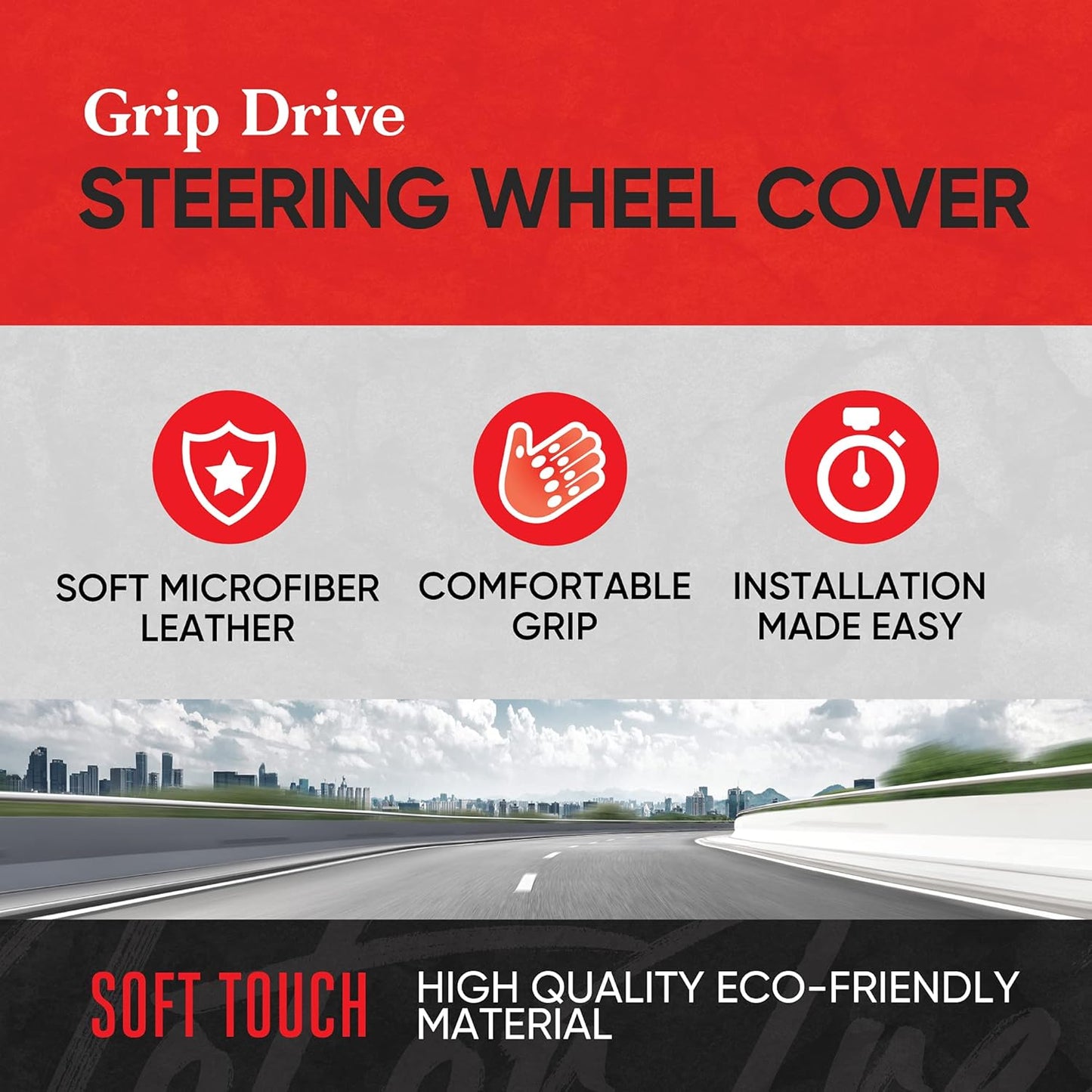 Motor Trend GripDrive Carbon Fiber Steering Wheel Cover, Non-Slip Sporty Racing Faux Leather Ergonomic Comfortable Handle, Steering Wheel Cover for Cars Trucks Vans SUV - Fits Standard 15 Inch - Beige