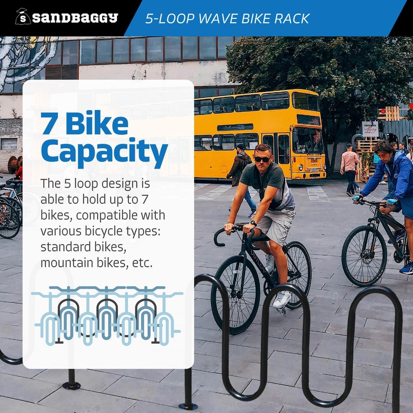 Sandbaggy Commercial Bike Racks - Galvanized Steel - Anti-Theft Design - In Ground, Apartments, Sidewalks, Industrial