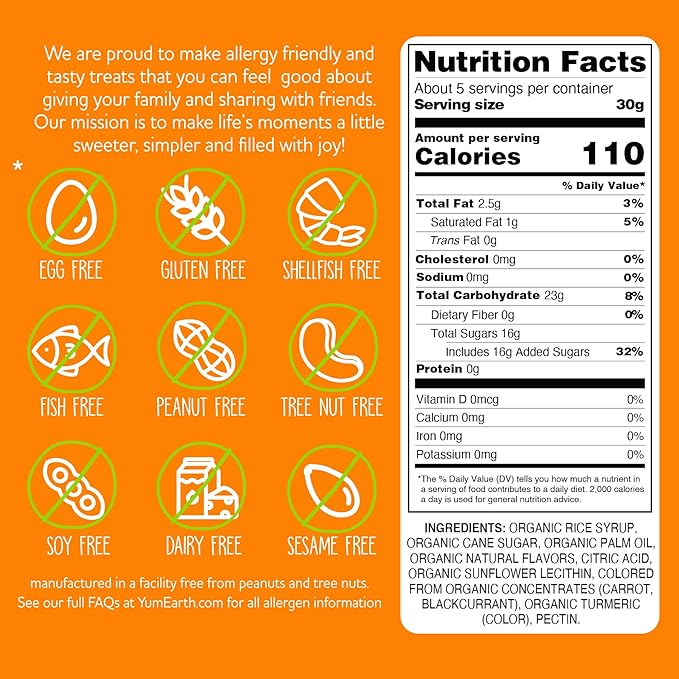 YumEarth Organic Fruit Chews - Fruit Flavored Candy Chews, No Dye, Allergy Friendly, Gluten Free, Non-GMO, Vegan Candy with No Artificial Flavors, 5 ounce (Pack of 6)