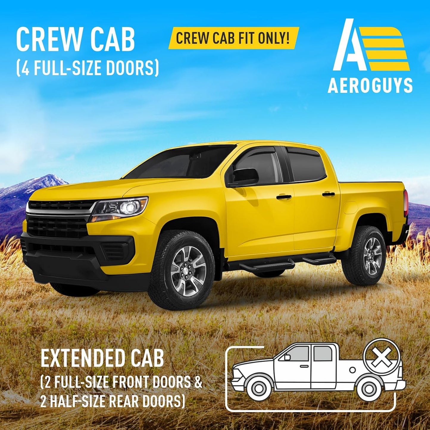Extra Durable Window Deflectors in-Channel Window Visors Rain Guards Fit for Chevrolet (Chevy) Colorado 2015-2022 Crew Cab, Sun Visors, Wind Vent for Shades, Exterior Car Accessories - 4pcs. AG0275