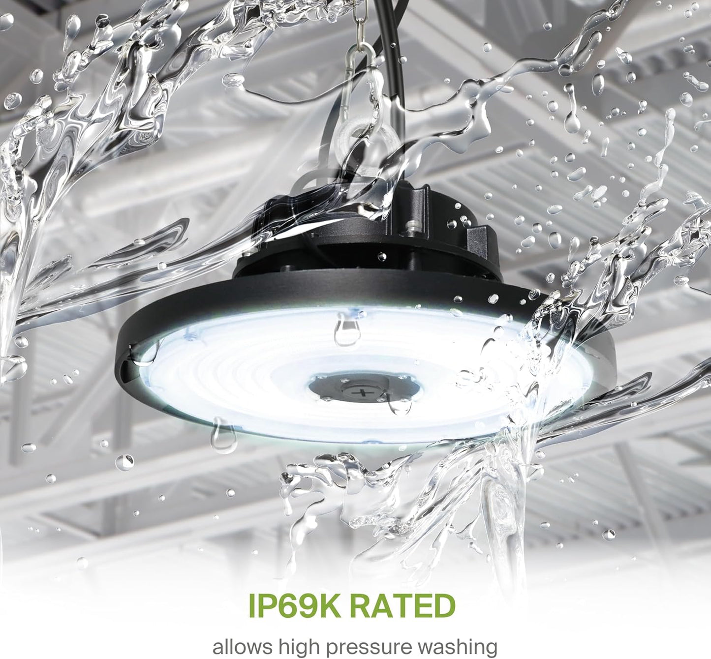 ASD LED High Bay UFO Light Fixture, Commercial Shop Lighting | Dimmable, IP69K Waterproof, DLC Premium, UL Listed | 150W 22000LM 5000K 277-480V | Warehouse, Garage, Workshop, Barn Lamp | Black, 6 Pack