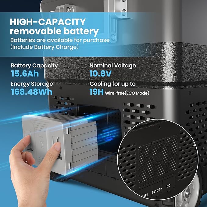 51 QT(48L) Portable Car Fridge, 12V Refrigerator Electric Cooler with Wheels & Handle, Dual Zone -4℉-68°F, App Control, AC/DC Charger, Car Fridge Freezer Coolers for Camping Vehicle Travel