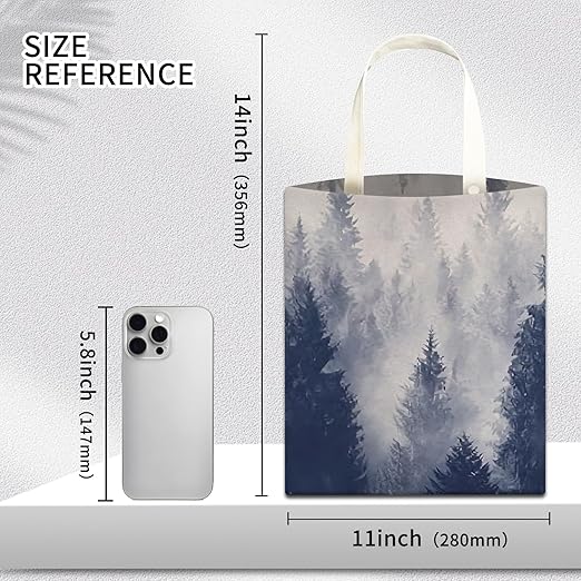 Car Trash Can, Hanging Garbage Bin for Men and Women, Cute Car Organizer and Storage Bag, Canvas Vehicle Trash Can Bag Easy-to-Install Cute Grey Mountain