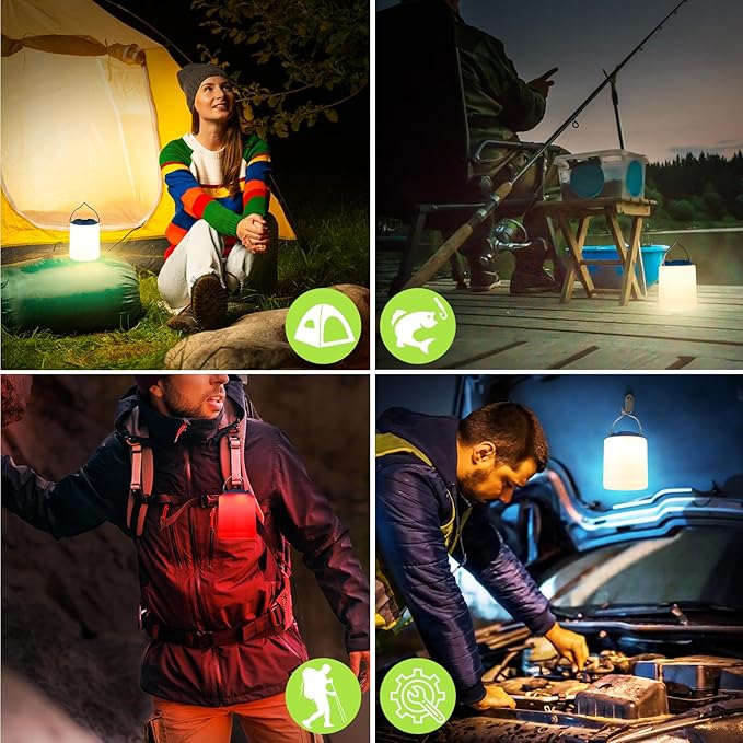 LED Camping Lantern, Rechargeable Camping Light, 4 Modes Outdoor Flashlights Lanterns with 1000LM, Water Resistant Portable Emergency Camp Light for Hurricane Hiking Survival Kits - Blue