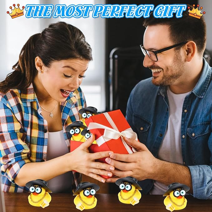 BOZILY Cowboy Rubber Duck Car Decor with Detachable Accessories (Hat, Golden Chain, Beer Mug) - Funny Dashboard Ducky Ornament for Car Enthusiasts, Office & Truck Decoration
