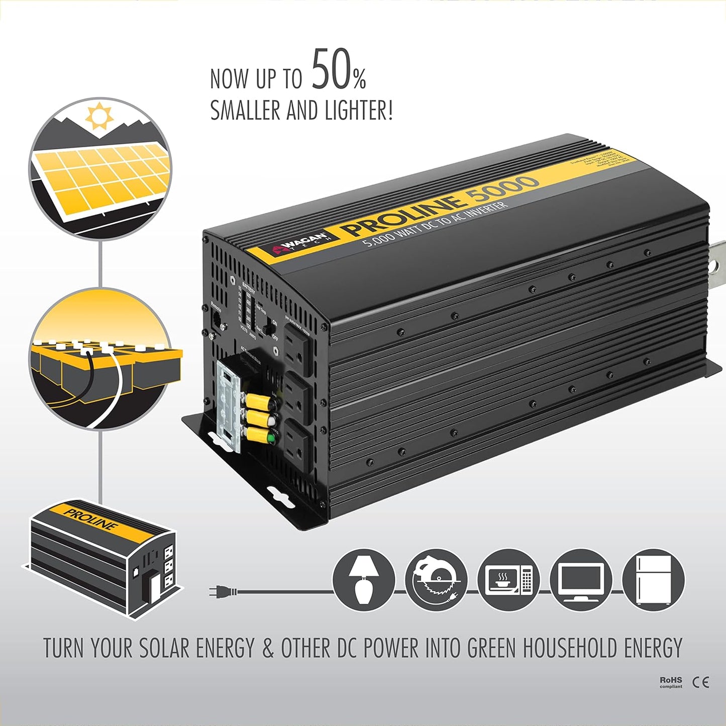 Wagan EL3742 3000 Watt Power Inverter with Remote Control 6000 Watt Surge Peak Power converter for Home RV Camping Van Life Off Grid