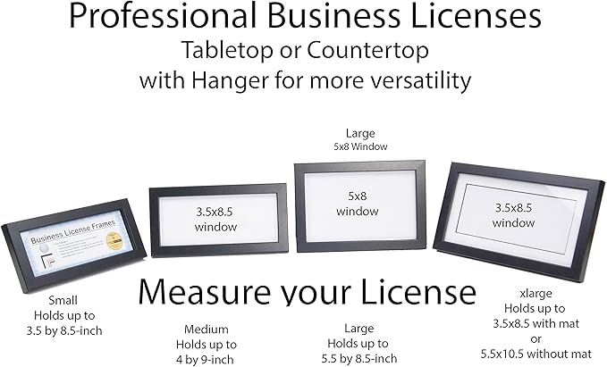 Creative Picture Frames 4-6X9Bk Black Business License Certificate Frames For Professionals 5.5 By 8.5 Inch Self Standing Easel