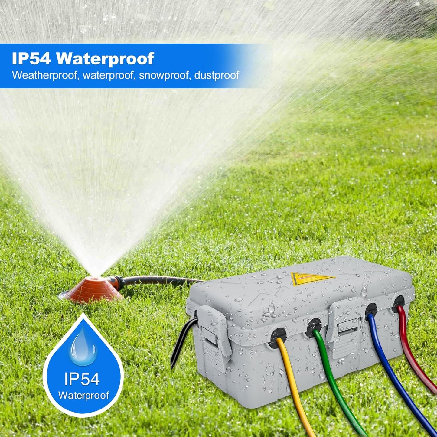 Hrensaw Medium Outdoor Electrical Box(10.6x5.5x4.5inch),Weatherproof Connection Box w/6 Cable Entry,IP54 Waterproof Extension Cord Cover Protect Power Strip,Timer,Plug,Holiday Lights,Grey