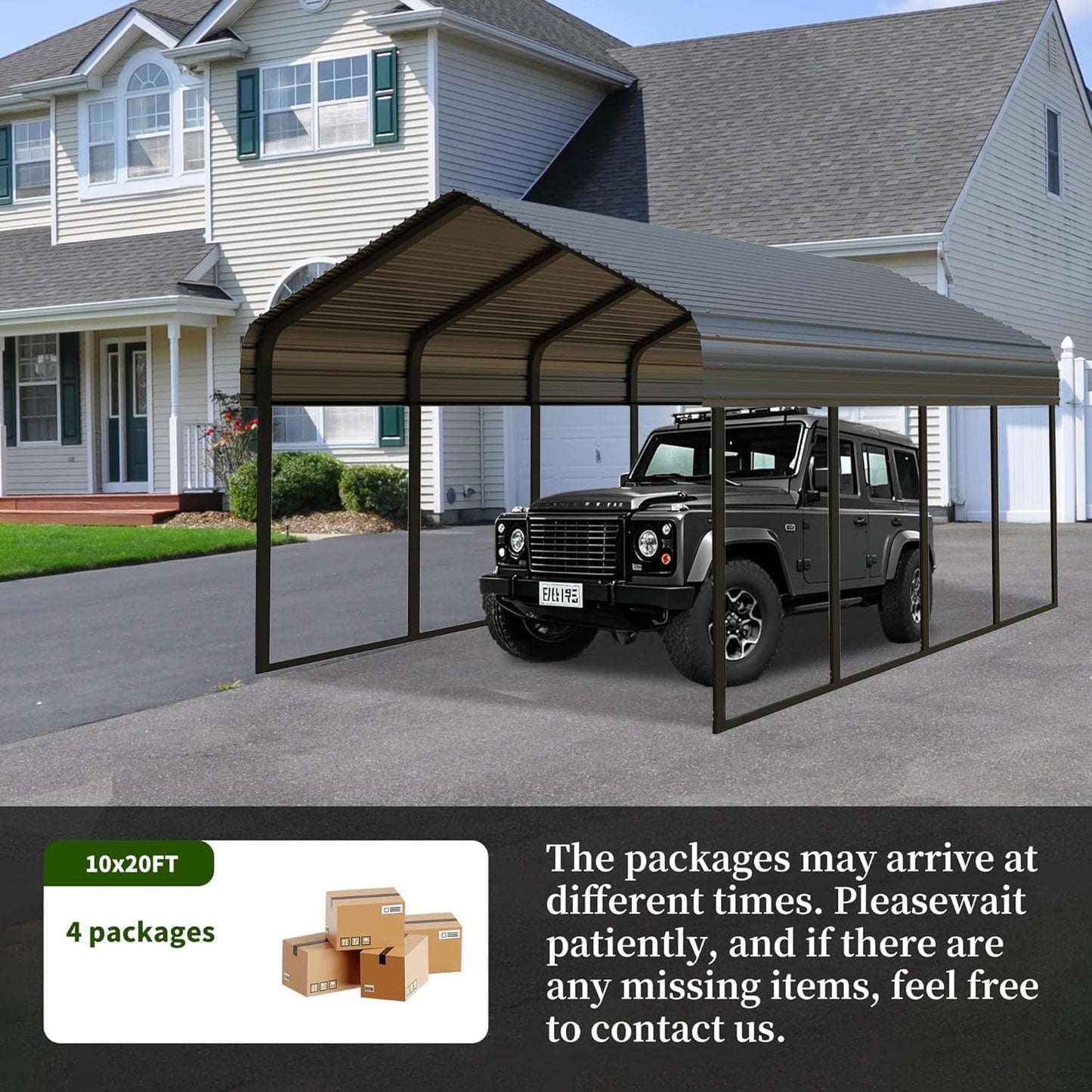 10x20FT/20x20 FT Metal Carport Heavy Duty for 2 Cars - Frame Shelter Car Garage Kits for All-Weather,Car Canopy Reinforced with Safe Boat Cover Car Ports for Yard Protection (10 x 20ft)