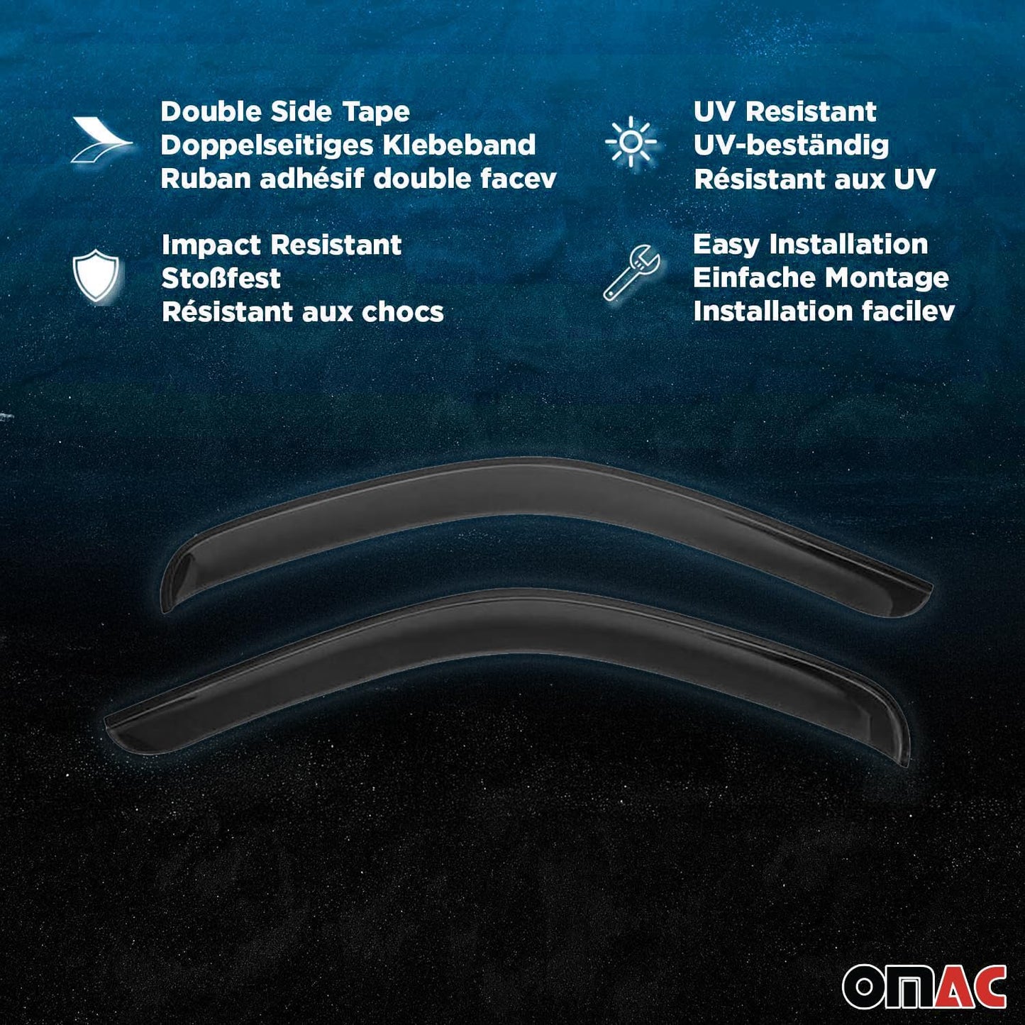 OMAC Window Visor Vent Rain Guard Deflector for Hyundai Tucson 2010-2015 Smoke 4 Pcs