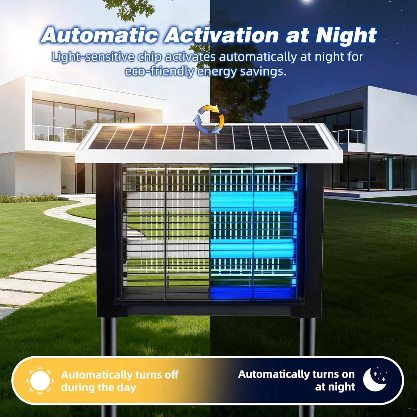 Outdoor Solar Bug Zapper for 2000 Sq.Ft, Portable Mosquito Zapper with 13ft Extension Cord, Rechargeable Electric Zapper with High Power for Yard, Garden,