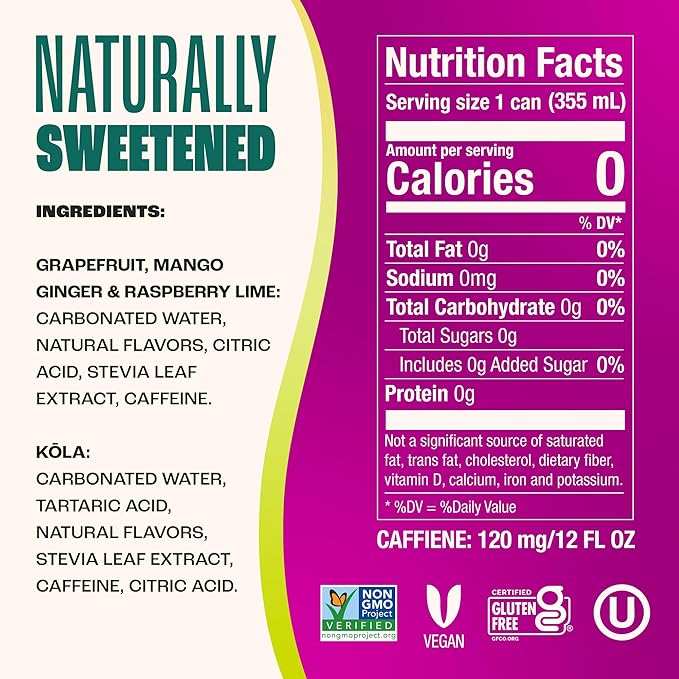 Zevia Zero Sugar Energy Drink, Classic Variety Pack, 12 oz Cans (12-Pack) – Naturally Sweetened, Non-GMO Project Verified, Gluten-Free, Vegan