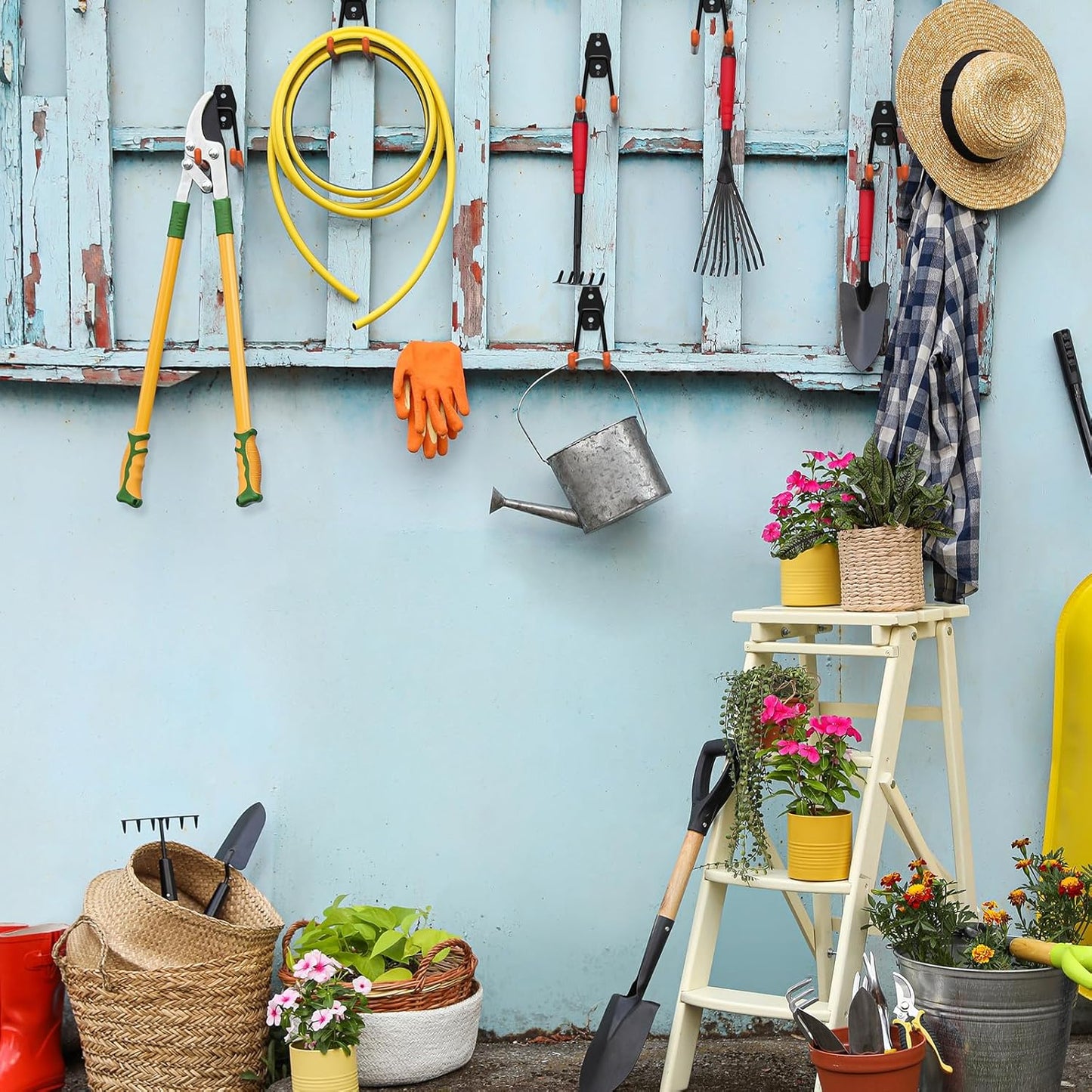 Heavy Duty Garage Hooks 12 Pack, 2.8 inch Small U Shaped Hanger, Wall Mounted Storage System, Power and Garden Tool Organizer, for Hanging Ladders, Hose, Bulk Items and More