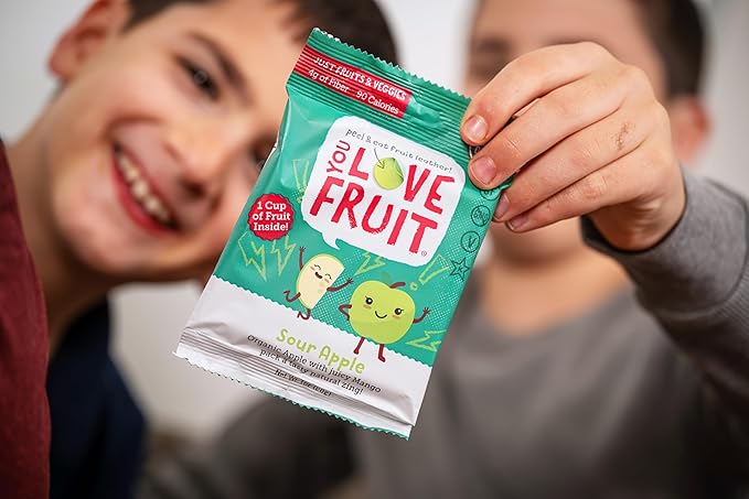 YOU LOVE FRUIT - SOUR APPLE All Natural Fruit Snacks, Healthy Snack Pack, Real Fruit! Gluten Free, Non GMO, Vegan, Fiber packed, Low Fat, Kosher, Variety Pack, Great For Adding To Gift Box, 1.0 oz (Pack of 12)