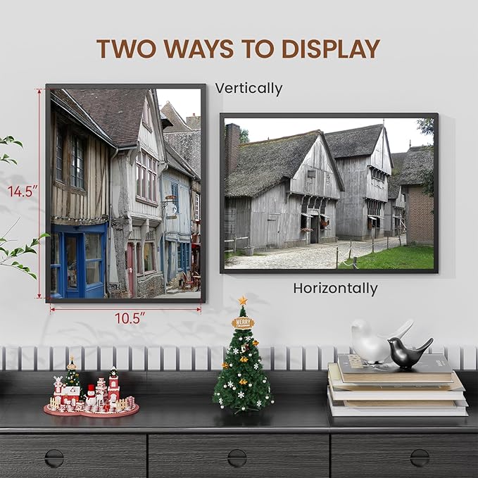 Heimlove 11x15 Metal Picture Frame,Black Aluminum Photo Frames-Real Tempered Glass,Wall Gallery Poster Puzzles Artwork frame Mounting Horizontally or Vertically Decor for Wall-1Pack