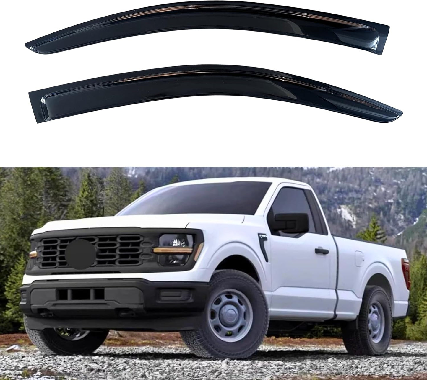 KPY Window Visor Compatible with 2015-2025 Ford F150, F250 F350 F450 SuperDuty 2017-2025, 2PC Rain Guard Vent Deflector Tape-On, 2016 2018 2019 2020 2021 2022 2023 2024 (Regular/Standard Cab Only)