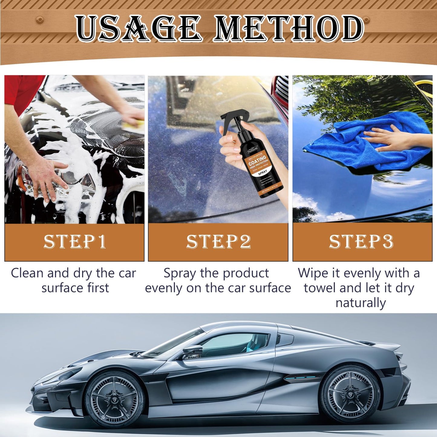 Nexa Turbo Shine Spray,Nexa Car Scratch Remover,Turbo Shine Nexa 3 in 1 High Protection Quick Car Coating Spray(1Pcs)