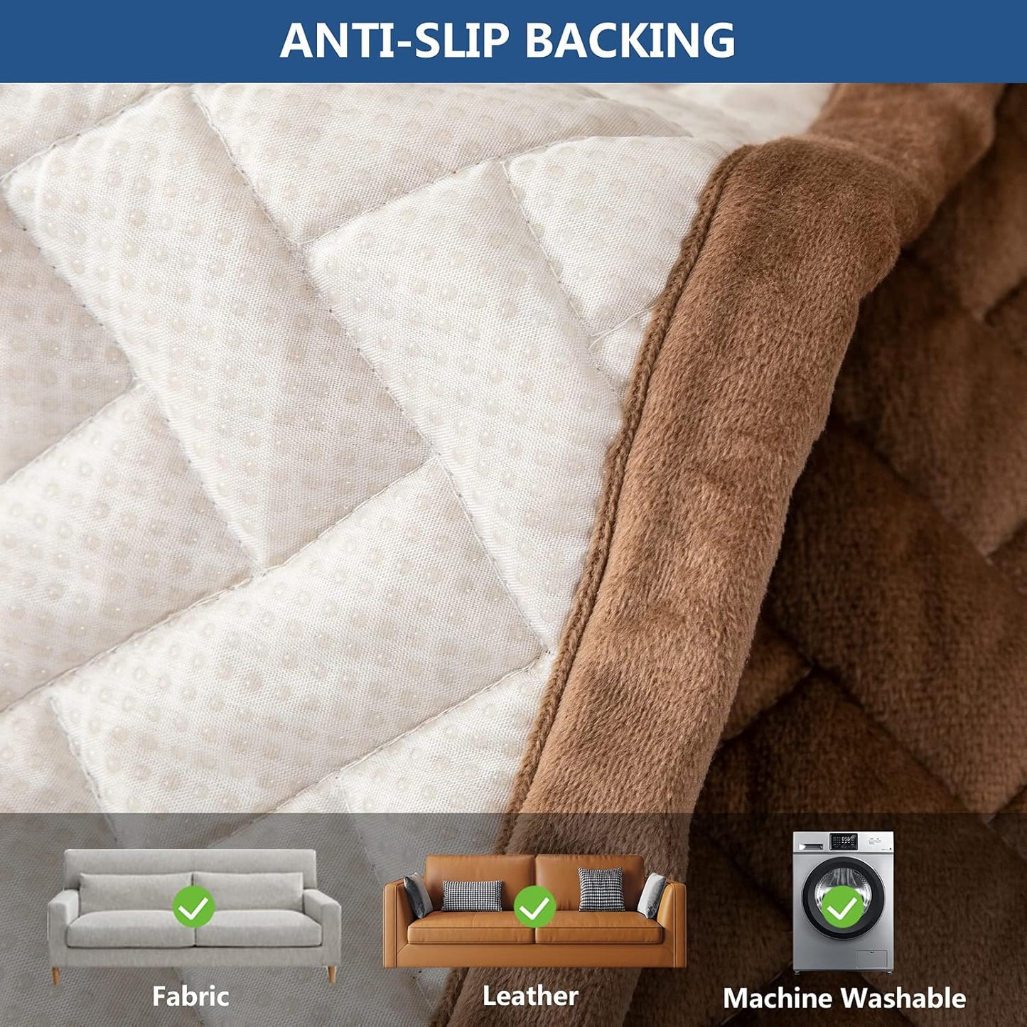 Eismodra Armrest Covers,Couch Cover,Sofa Cover,Backrest Covers,Anti-Slip Armchair Slipcovers for Dogs Cats Pet Loveseat Recliner Leather L Shaped,Brown 28 x 28 Inches (Only 1 Piece)