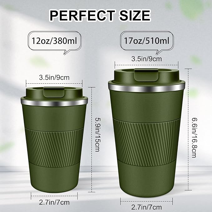 Coffee Travel Mug 12oz Insulated Coffee Mug with Lid Portable Spill-Proof Coffee Travel Mug No Handle Reusable Stainless Steel Mug Keeps Cold and Hot Suitable for Car, Daily, Travel and Gifts