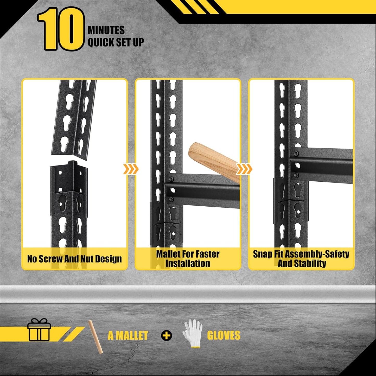 48" W Garage Shelving Heavy Duty，3000LBS Loads Metal Shelving Units and Storage,5-Tier Garage Storage Shelves Heavy Duty, Industrial Utility Shelves,48”W x 24”D x 78”H(Black)