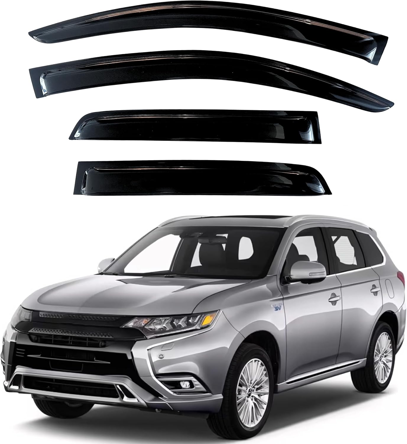 KPY Window Visor Compatible with Mitsubishi Outlander Sport & RVR 2011-2024, 4PC Rain Guard Side Window Vent Deflectors Tape-On Style, 2012 2013 2014 2015 2016 2017 2018 2019 2020 2021 2022 2023 2024