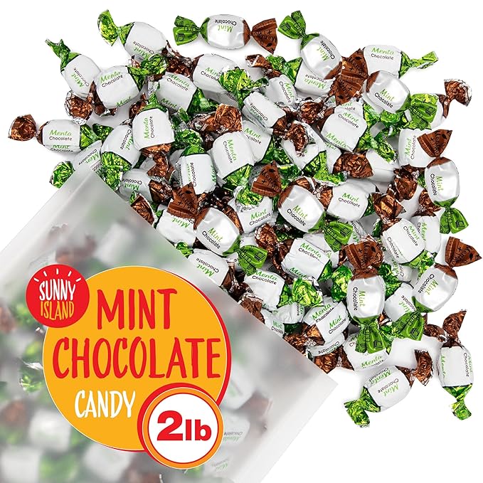 Arcor Chocolate Filled Mints Candy | 2 Pound Bag | Individually Wrapped Chocolate Mint Hard Candy | Old Fashioned Refreshing Treat with Creamy Filling | About 165 Pieces