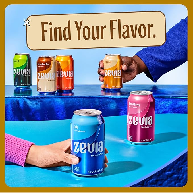 Zevia Zero Sugar Soda, Creamy Root Beer, 12 oz Cans (24-Pack) – Naturally Sweetened, Non-GMO Project Verified, Gluten-Free, Vegan