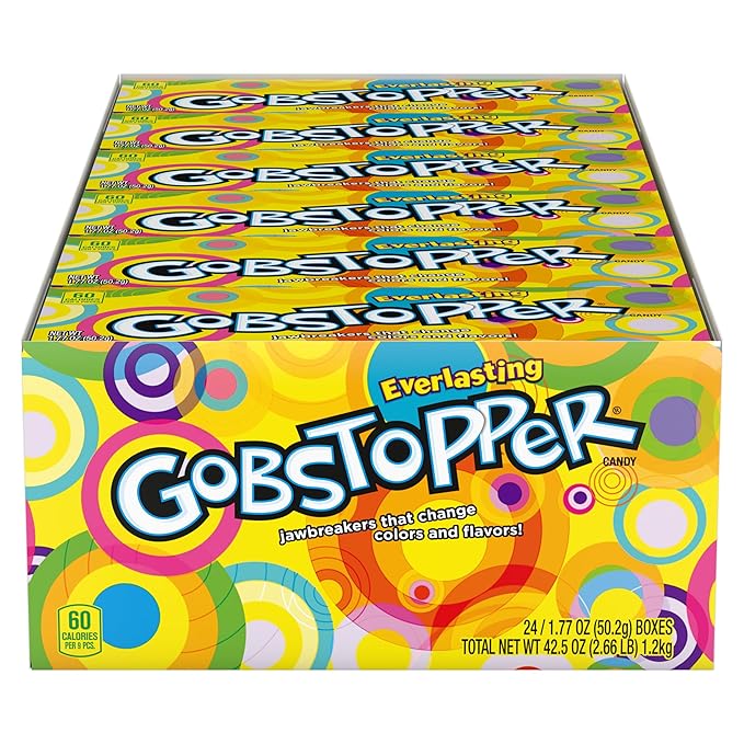 Wonka Everlasting Gobstopper, Candy, Jawbreaker Candy, 1.77 oz (24 ct)