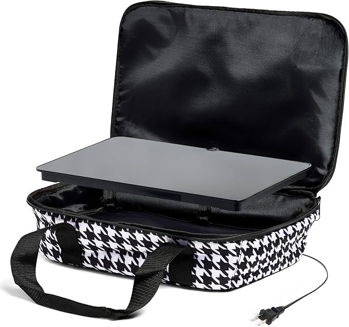HOTLOGIC Max Large Portable Electric Food Heater - Innovative Food Warmer and Heated Lunch Box for Adults Car/Home - Easily Cook, Reheat, and Keep Your Food Warm - HOUNDSTOOTH - 120V