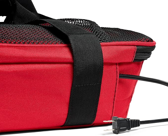 HOTLOGIC Max Large Portable Electric Food Heater - Innovative Food Warmer and Heated Lunch Box for Adults Car/Home - Easily Cook, Reheat, and Keep Your Food Warm - RED - 120V