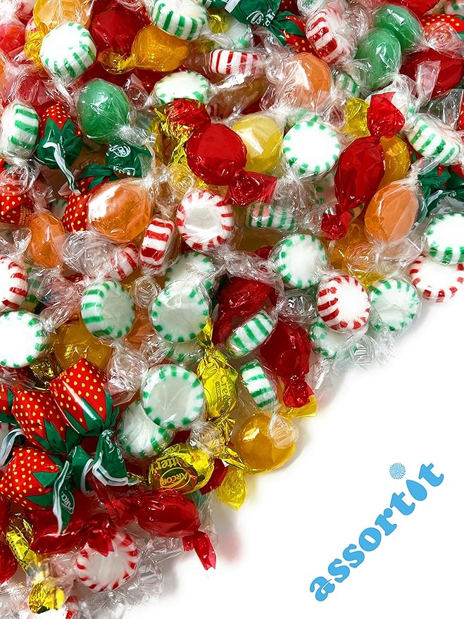 American Old Fashioned Hard Candy - 10 lbs - Peppermint and Spearmint Starlights, Cinnamon Disks, Butterscotch, Strawberry Jelly Filled Candy and Fruity Hard Candy - Bulk Holiday Classics Assortment- Individually Wrapped, 160 oz.