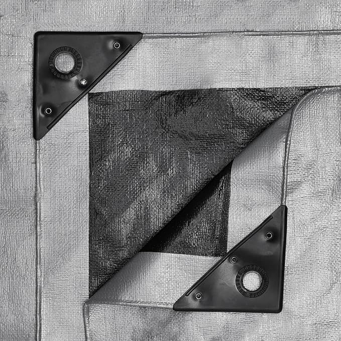 WHITEDUCK Super Heavy Duty Poly Tarp Cover 16 Mil & 10 Mil with Grommets and Reinforced Edges (Brown, White & Silver Black) (Silver Black- 16 Mil, 16' x 20')