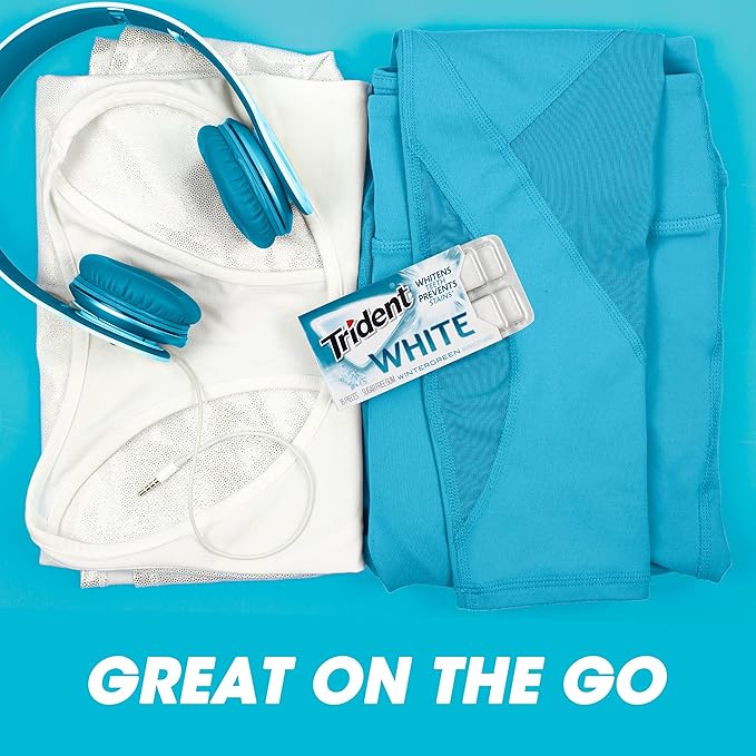 Trident White Wintergreen Sugar-Free Chewing Gum, 9 Packs of 16 Pieces (144 Total Pieces)