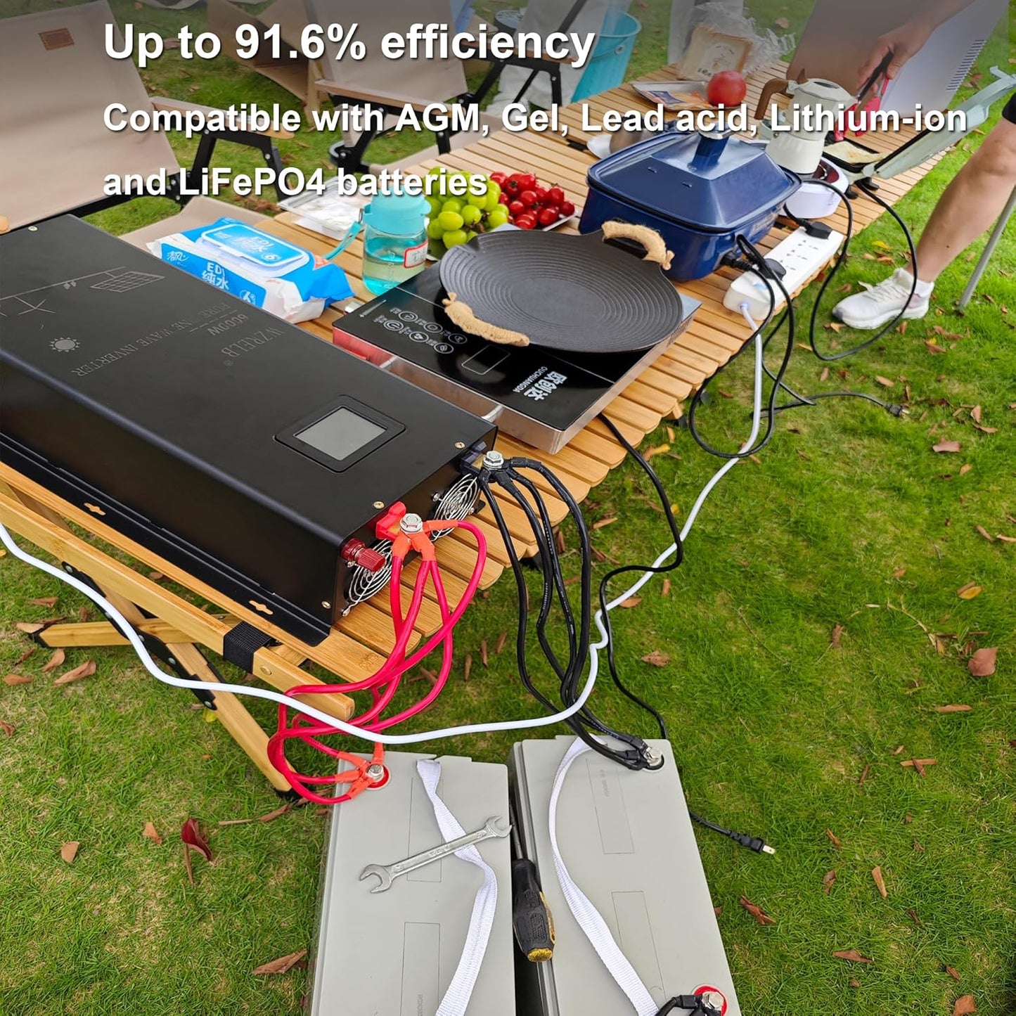 WZRELB 7000W Split Phase Pure Sine Wave Inverter, 48V DC to 120V/240V AC, 4 AC Outlets, Hardwire Terminal, High Efficiency up to 91.6%