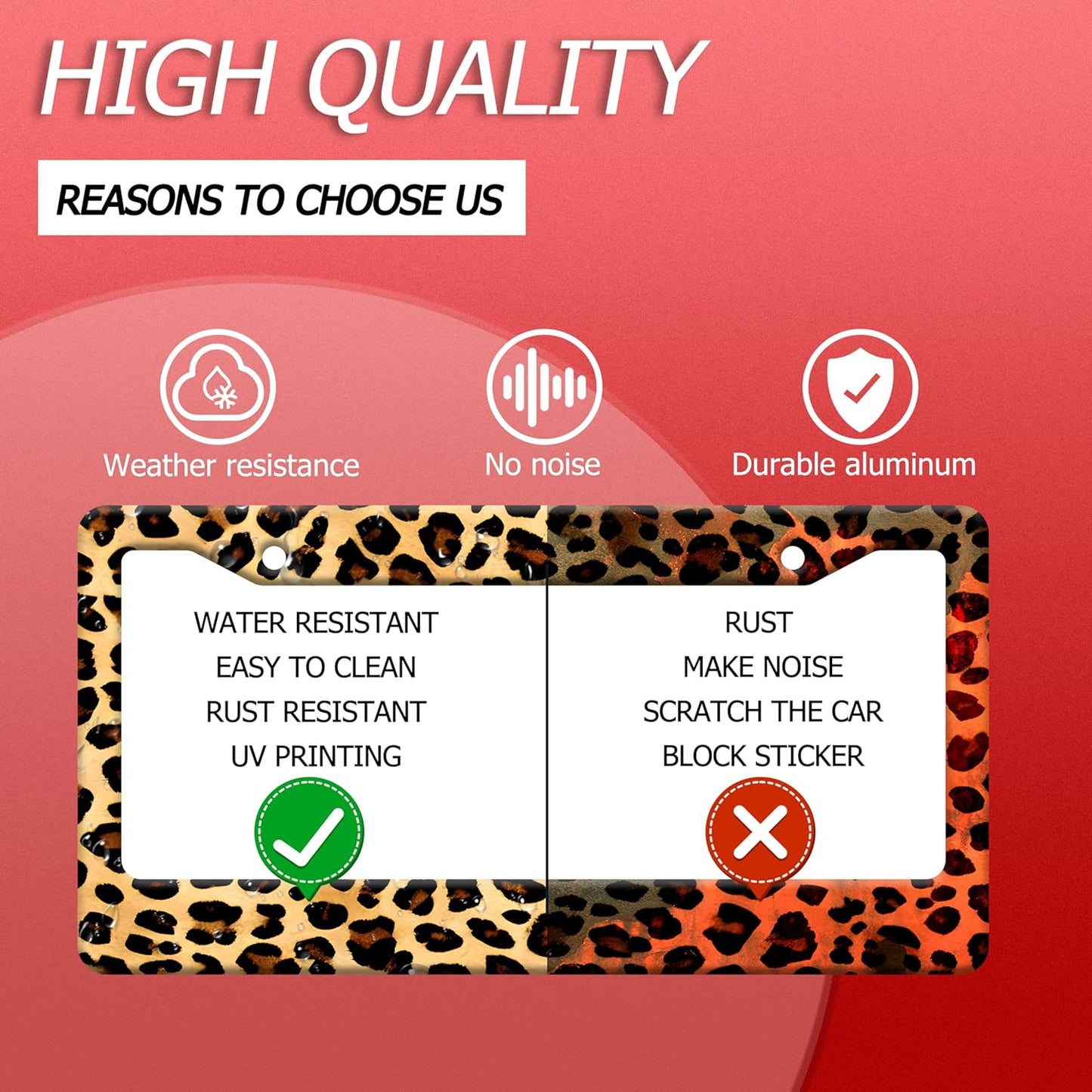 Cheetah Brown Leopard License Plate Frame Animals Print License Plate Frames Funny Auto Accessories Stainless Steel License Plate Holder 6x12 Inch