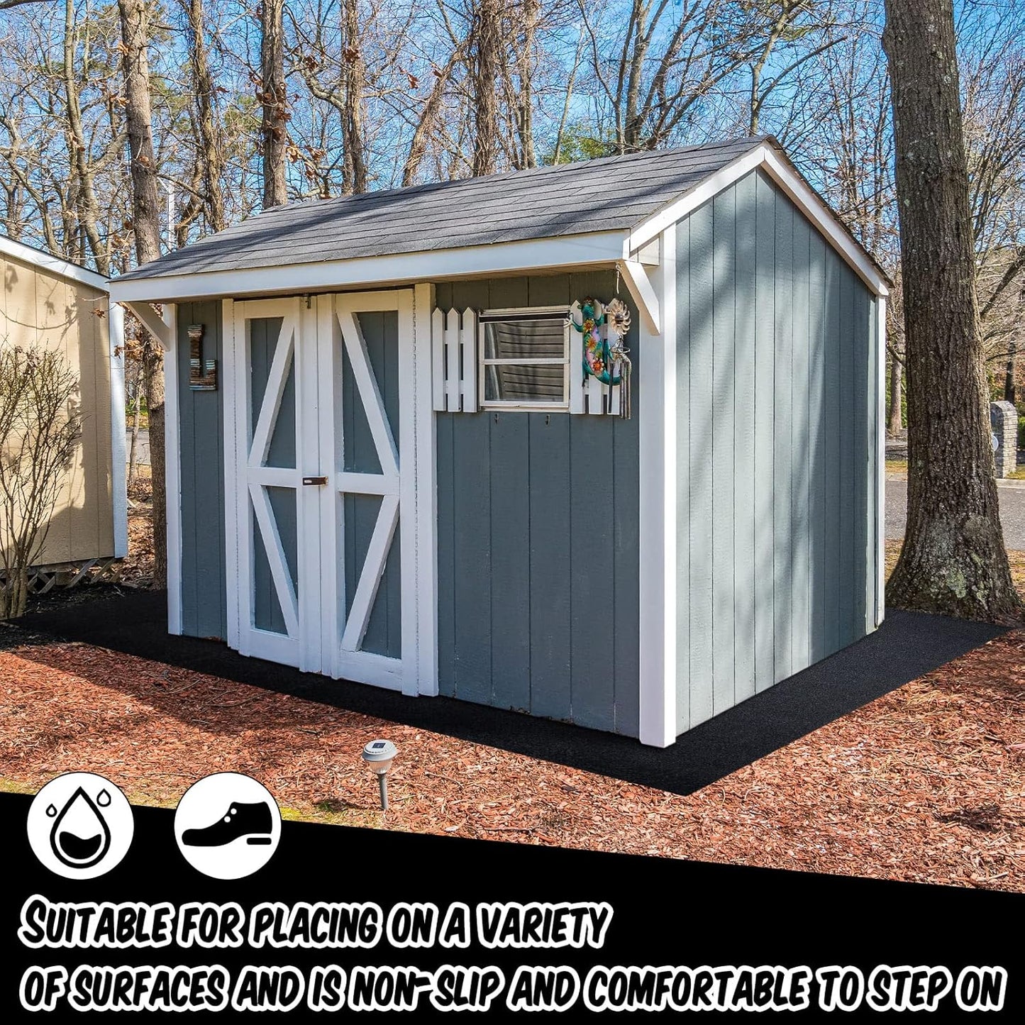 Haull Outdoor Storage Shed Floor Moat Waterproof Outdoor Carport Mat Thickened Soft Patio Furniture Pad Washable with Non Slip Backing, Storage Shed Not Included(4 x 3 ft)