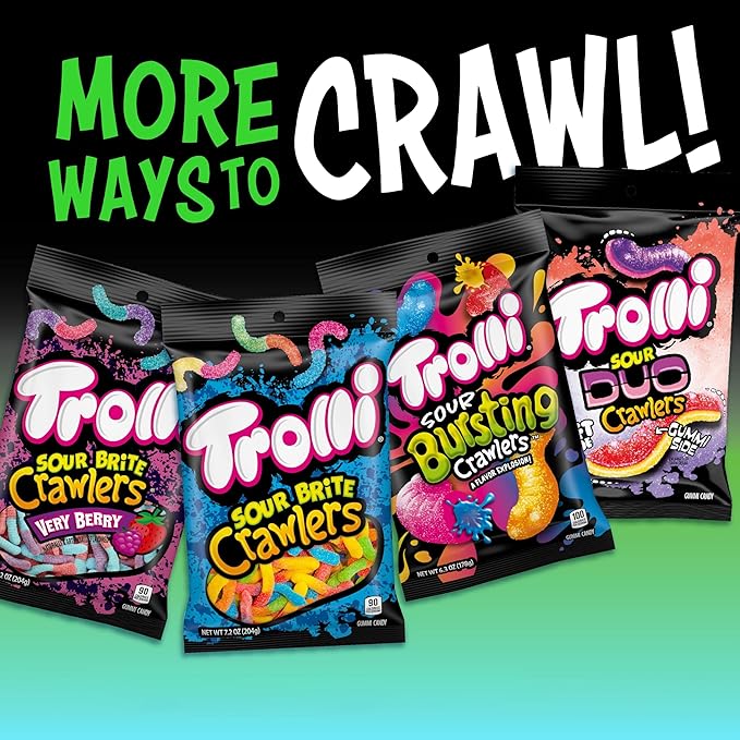 Trolli Electric Crawlers, Sour Gummy Candy, 4.25 Ounce Bags (Pack of 12)