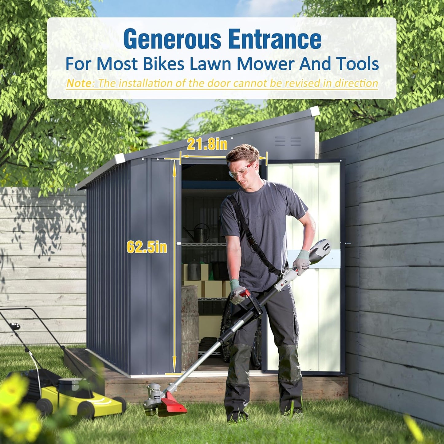 BlueWish 4'x10' Storage Shed, Outdoor Storage Shed with Vents, Galvanized Sloping Roof, Metal Tool Shed Small Shed for Tool Storage, Garbage,Pet House