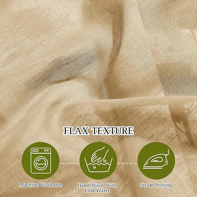 NICETOWN Sheer Curtains Flax Texture 84 inch Length, Grommet Semi Sheer Window Treatments Privacy with Light Filtering Drapes for Bedroom/Living Room, Camel, W52 x L84, 2 Panels