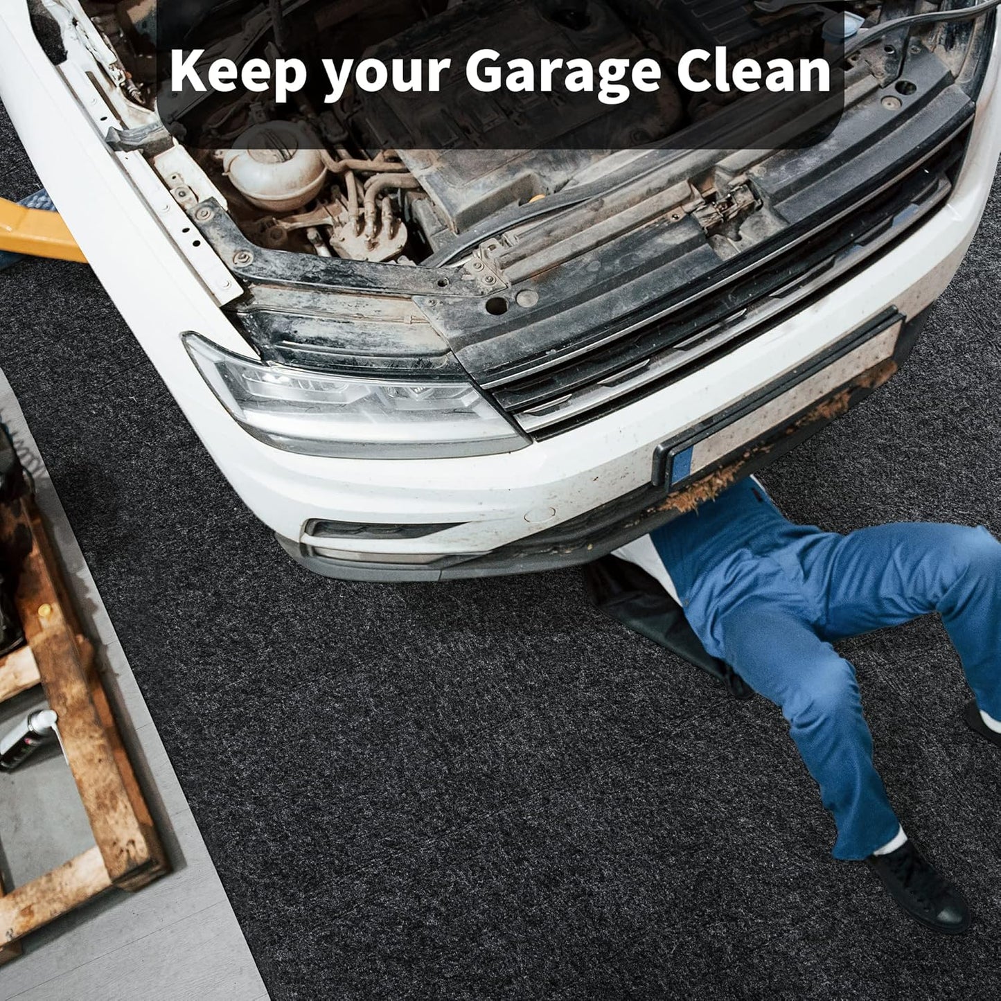 HOMBYS Extra Large Garage Floor Mat for Under Car,Floor Mats for Garage with Rubber Backing,Non Slip Garge Rug,Waterproof Backing Garage Carpet,Motorcycle Absorbent Oil Spill Mat,7'9"x18'