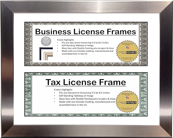Creative Picture Frames Candy License (Sainless Steel-White Mat, Double License)