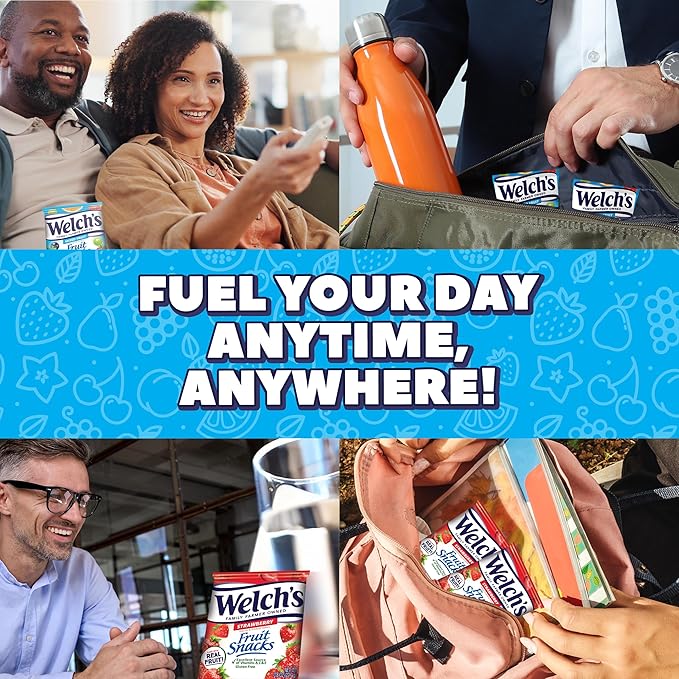 Welch's Fruit Snacks, Mixed Fruit & Strawberry Snack Box, Gluten Free, 0.8oz Snack Packs (Pack of 60)