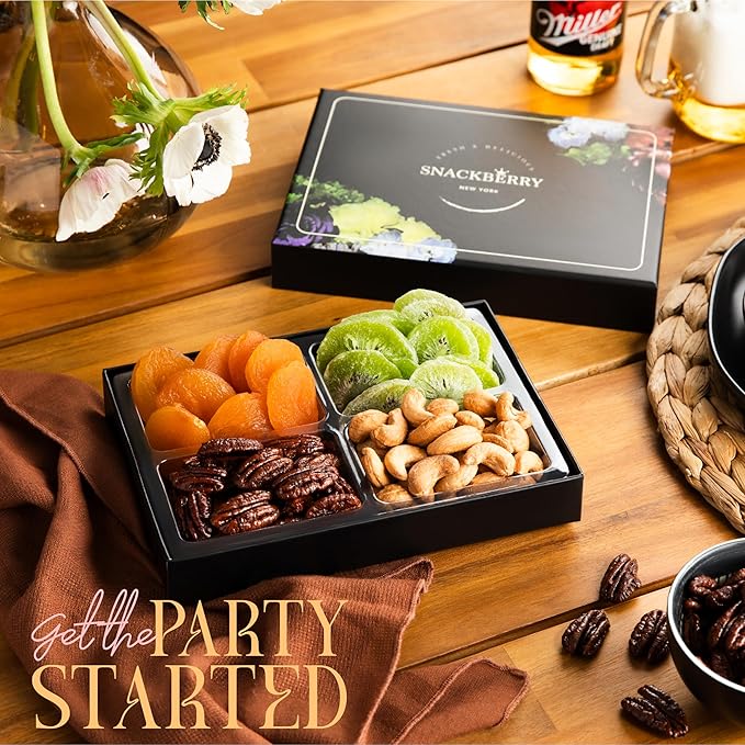 Variety Dried Fuit and Nuts Gift Basket (2 Pack), Nut Platter, Fathers Day Gift Basket, Gift Box for Birthday. Anniversary, Get Well Gift, Gift for Him, Her and Family