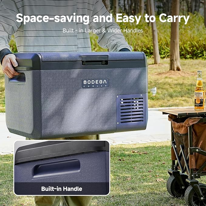 BODEGACOOLER 12 volt Car Refrigerator - Portable Freezer IPX4 Waterproof Car Fridge 42QT Electric Cooler Ultra-Quiet for Truck Van Camping Travel 12/24V DC 110~240 Volt AC,-4℉~68℉
