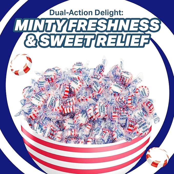 Arcor Starlight Peppermint Sugar Free Hard Candy - 1 Pounds Approx 75 - Sugar Free Candy, Peppermint Candy - Bulk Candy Individually Wrapped - Christmas Candy Bulk- Ideal for Holiday Season