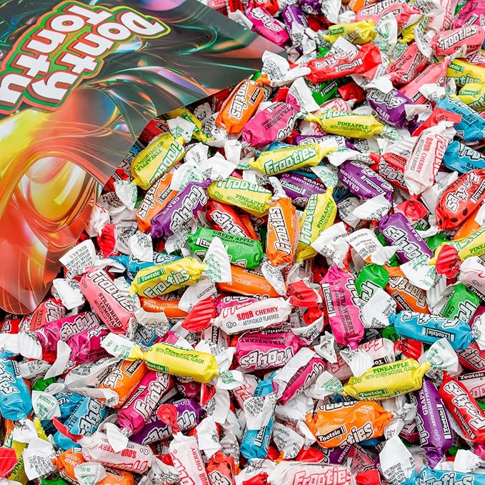 TOOTSIE FROOTIES Taffy Candy Assorted Mix (10 Flavors) – Tootsie Rolls Bulk Bag, Individually Wrapped, Fruit Chews, Gluten and Peanut Free, Ultimate Variety, 1 lb (145 Pieces)