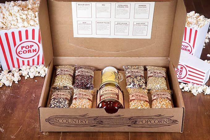 Amish Country Popcorn | 4 Ounce Variety Gift Sets | Old Fashioned, Non-GMO and Gluten Free (Closed Variety Gift Set, 8-4 Ounce)