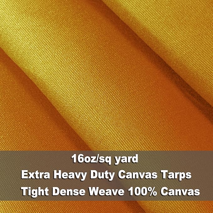 Heavy Duty Canvas Tarp 4x8 Feet 16oz Water-Resistant Canvas with Grommets，Tear Resistant, Durable, Multipurpose Protective Tan Tarp Cover for Camping, Tent, Car