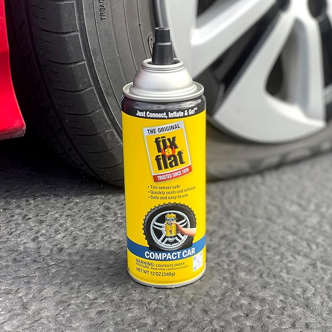 Fix-A-Flat S60410-6PK Aerosol Emergency Flat Tire Repair and Inflator, for Compact Tires, Eco-Friendly Formula, Universal Fit for All Compact Cars, 12 oz. (Pack of 6)