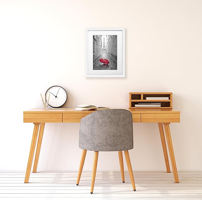 Americanflat 11x14 Picture Frame in White - Displays 8x10 With Mat and 11x14 Without Mat - Composite Wood with Shatter Resistant Glass - Horizontal and Vertical Formats for Wall